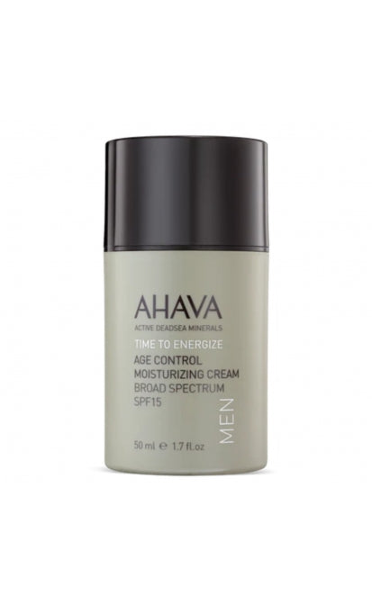 AHAVA LAIKAS ENERGIZUOTI AMŽIAUS KONTROLĖ VYRIAI DRĖKINAMASIS VEIDO KREMAS VYRAMS SPF15, 50 ml